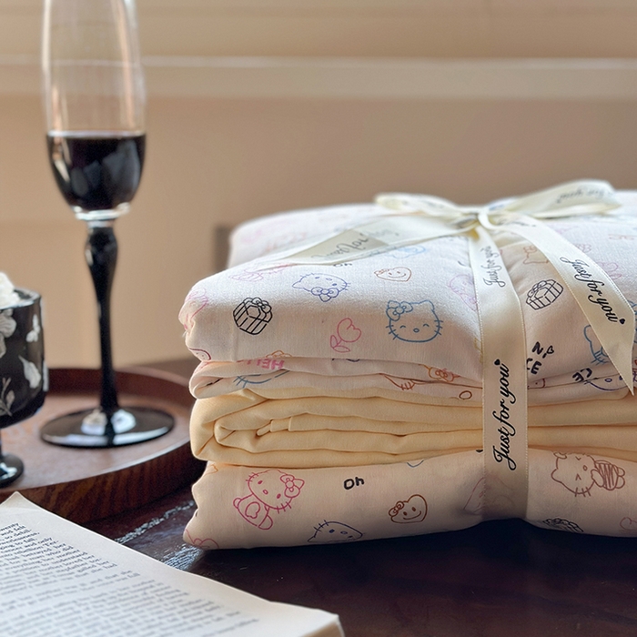 91家纺网 家纺一手货源 找家纺 吉象双层纱叠拍四件套 幸运猫咪