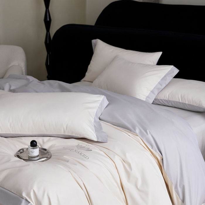 91家纺网 家纺一手货源 找家纺 金奇达家纺 2025春夏新款【特洛伊】红金裸盖™棉全棉纯棉红金裸盖棉四件套标准号全网控价（折后券后）不低于199元） 特洛伊-米灰