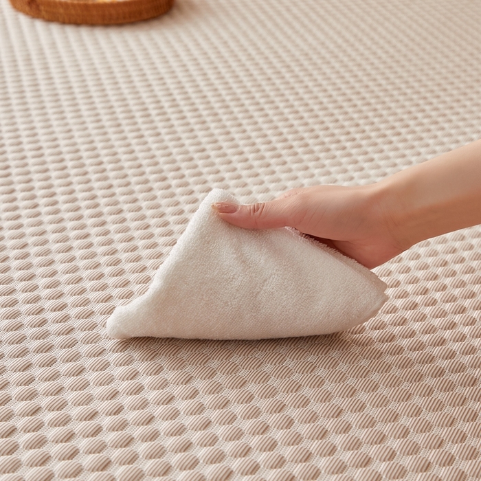 91家纺网 家纺一手货源 找家纺 阿亮家居 2025新款包边工艺凉感冰藤地铺睡垫系列凉席地垫 凉豆豆咖