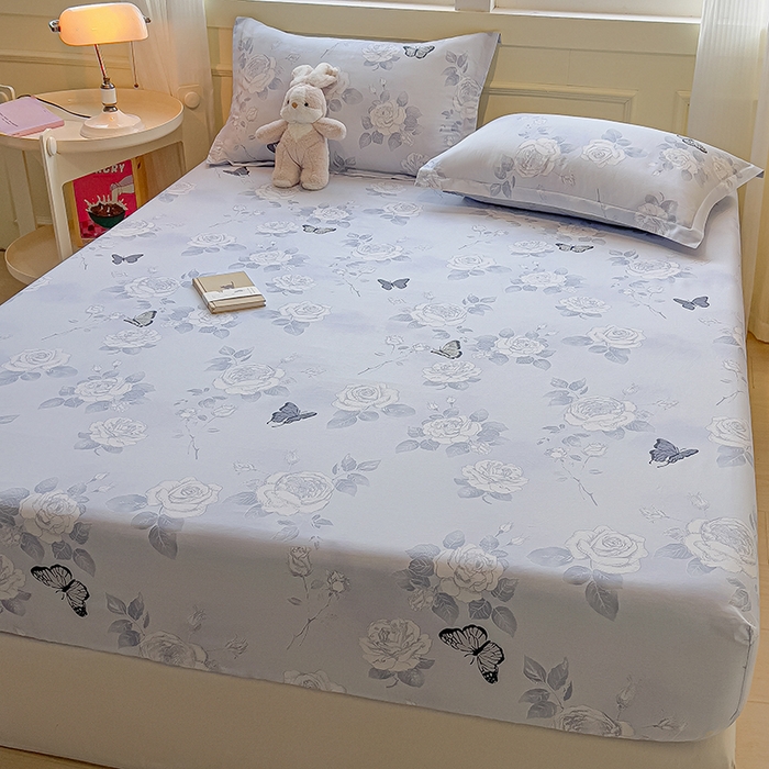 91家纺网 家纺一手货源 找家纺 拾物记 2025新款A类无荧光全喷气全棉12868单床笠 蝴蝶飞飞