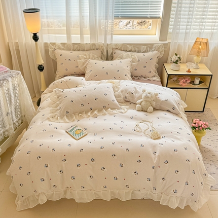 91家纺网 家纺一手货源 找家纺 （总）芯贝儿 2025新款提花针织水洗m双层纱床盖四件套