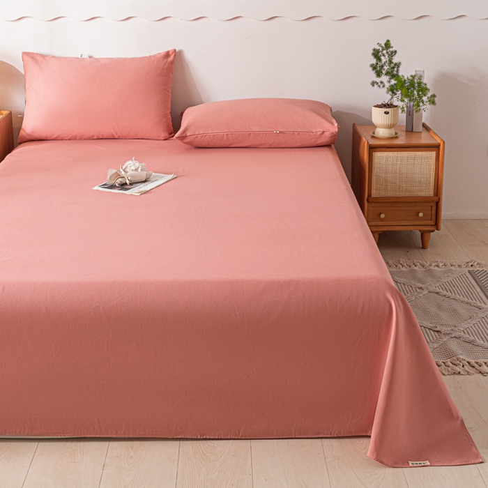 91家纺网 家纺一手货源 找家纺 阿亮家居 2025新款原棉老粗布床单系列 肉桂粉