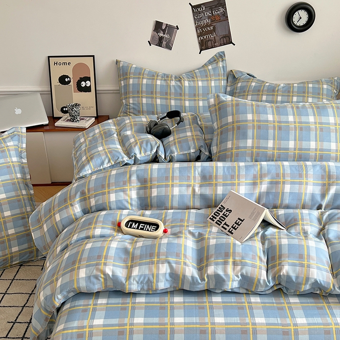 91家纺网 家纺一手货源 找家纺 罗菲尼酒店用品 2025新款磨毛亲肤飞边款四件套 英伦格调