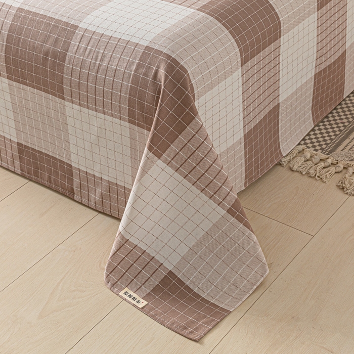 91家纺网 家纺一手货源 找家纺 阿亮家居 2025新款原棉老粗布床单系列 咖小格