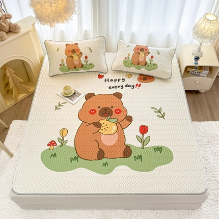 91家纺网 家纺一手货源 找家纺 （总）希廷顿 2025新款大版印花乳胶凉席三件套