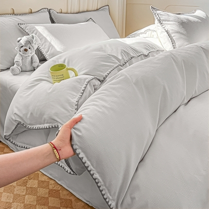 豪美鑫 2025新款亲肤棉华夫格四件套 华夫格-银灰