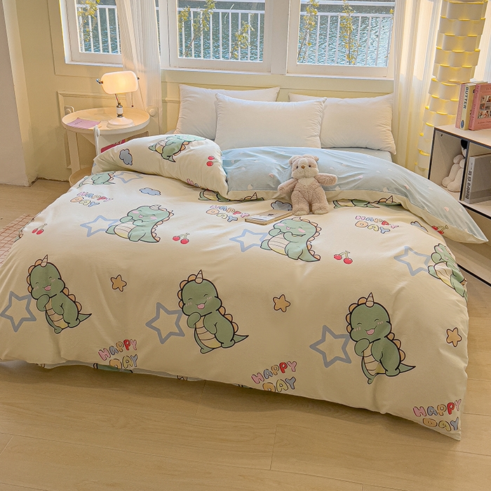 91家纺网 家纺一手货源 找家纺 拾物记 2025新款A类无荧光全喷气全棉12868单被套 恐龙乐园