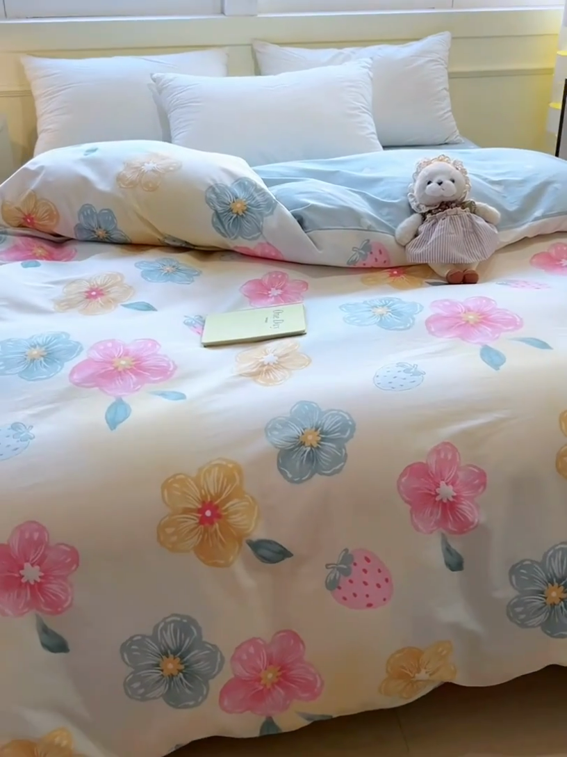 91家纺网 家纺一手货源 找家纺 拾物记 2025新款A类无荧光全喷气全棉12868单被套 茉莉草莓