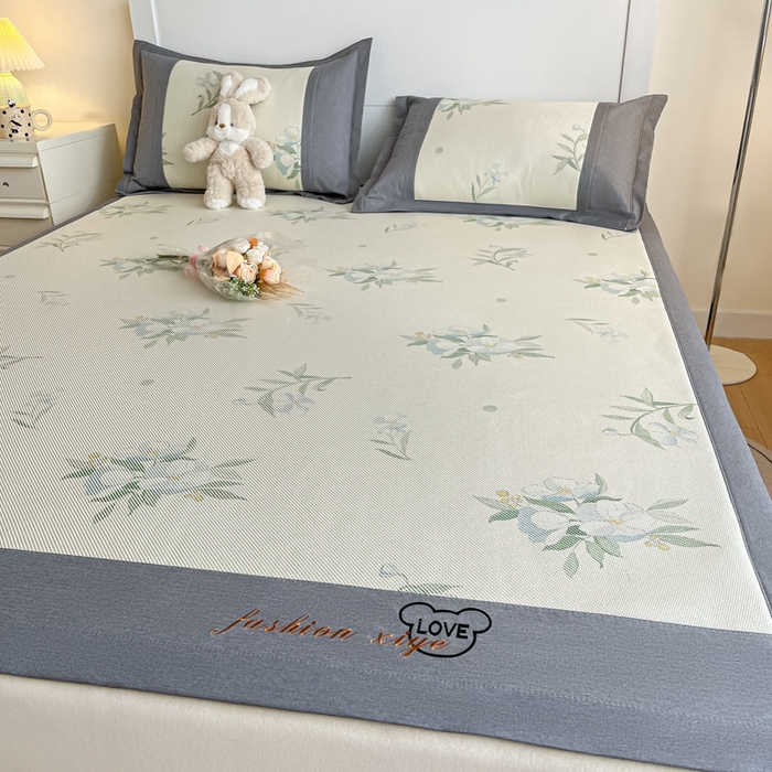 91家纺网 家纺一手货源 找家纺 阿亮家居 2025新款印花冰藤席凉席 花韵