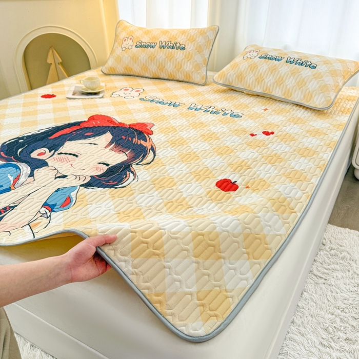 91家纺网 家纺一手货源 找家纺 希廷顿 2025新款大版印花乳胶凉席三件套 甜心公主