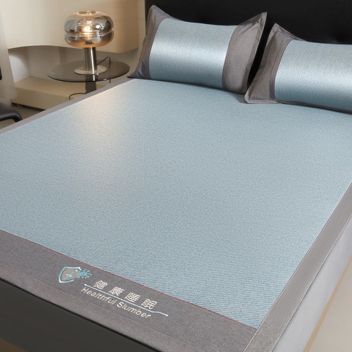 91家纺网 家纺一手货源 找家纺 琪琪阁 2026新款印尼藤双面凉席 湖水蓝