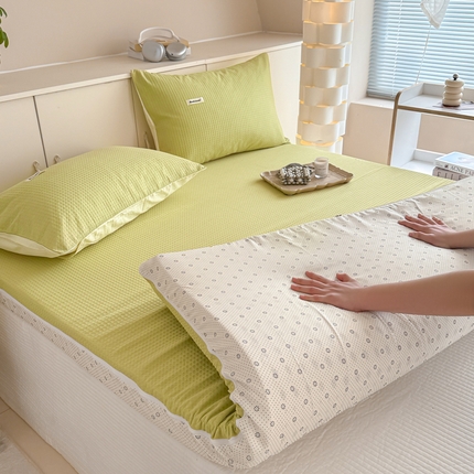 眠博士 2025新款A类学生床全棉华夫格床垫套 全棉华夫格床垫套 果绿