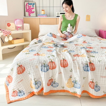 91家纺网 家纺一手货源 找家纺 （总）棠薇家纺 2025新款全棉六层皱皱纱婴幼毯泡泡纱印花盖毯包被浴巾