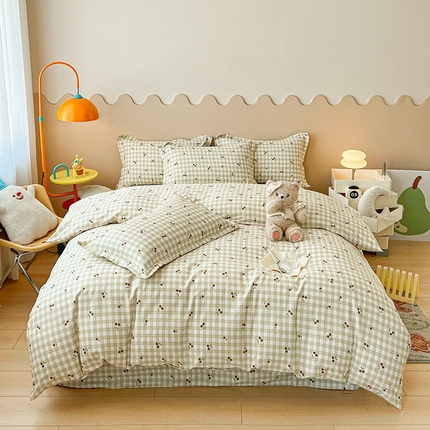 名优家纺 2025新款A类全棉纯棉韩版印花四件套 酸甜樱桃