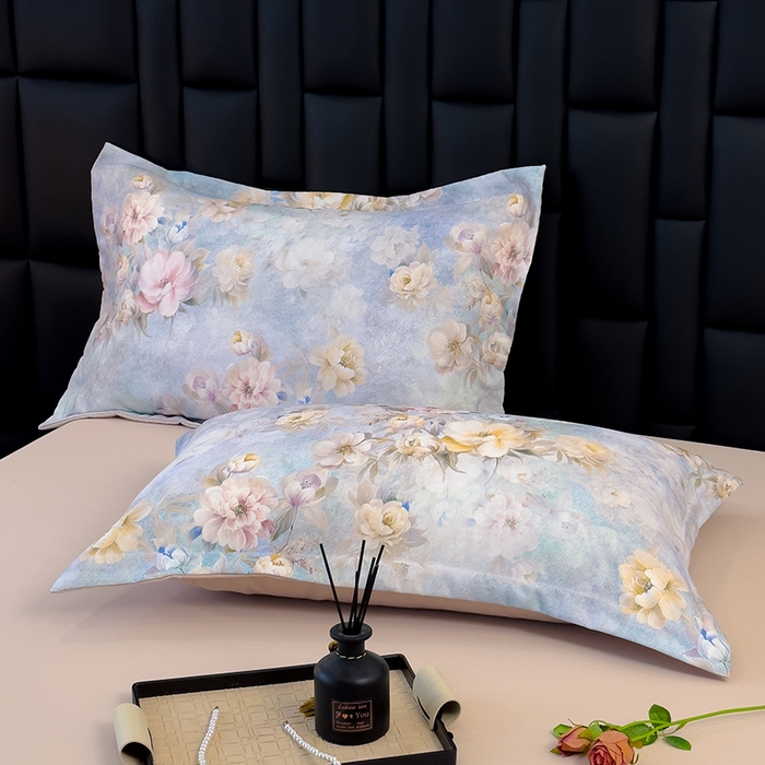 91家纺网 家纺一手货源 找家纺 竹合 2025新款数码印花轻奢凉感四件套 希雅咖