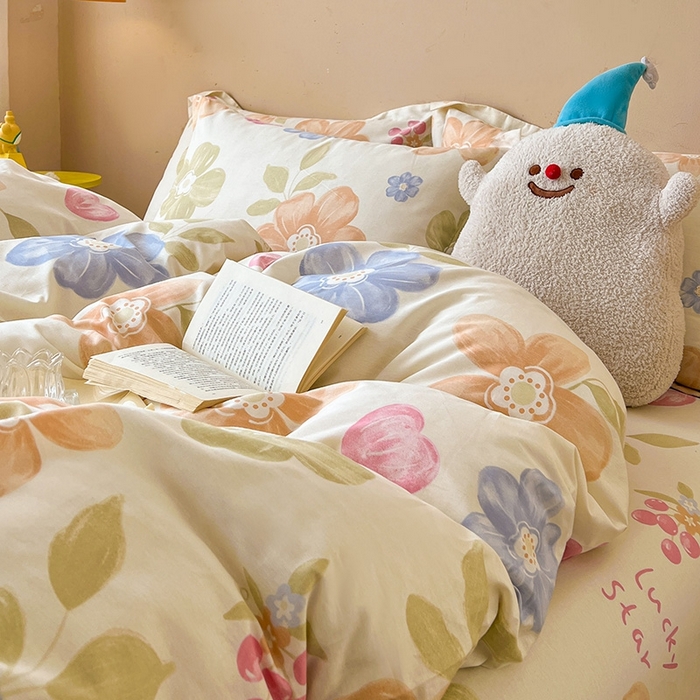 91家纺网 家纺一手货源 找家纺 名优家纺 2025新款A类全棉纯棉韩版印花四件套 漫春