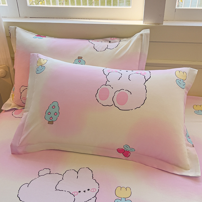 91家纺网 家纺一手货源 找家纺 拾物记 2025新款A类无荧光全喷气全棉12868单枕套 可欣兔