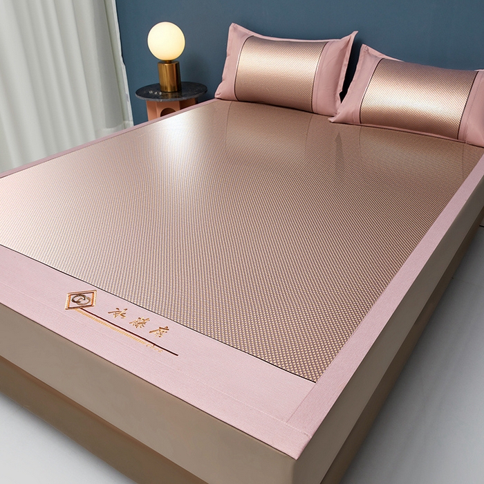 91家纺网 家纺一手货源 找家纺 琪琪阁 2026新款冰藤三明治凉席 星星-樱粉