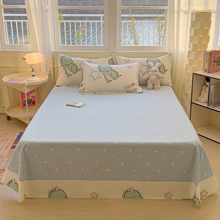 91家纺网 家纺一手货源 找家纺 拾物记 2025新款A类无荧光全喷气12868全棉B版单床单 恐龙乐园B版