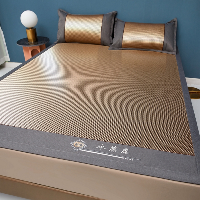 91家纺网 家纺一手货源 找家纺 琪琪阁 2026新款冰藤三明治凉席 星星-深咖