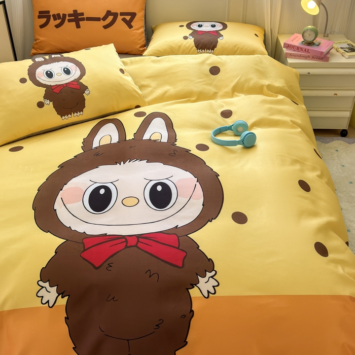 91家纺网 家纺一手货源 找家纺 摩卡（乐趣） 2025新款水洗真丝数码印花卡通兔系列四件套 薯饼兔