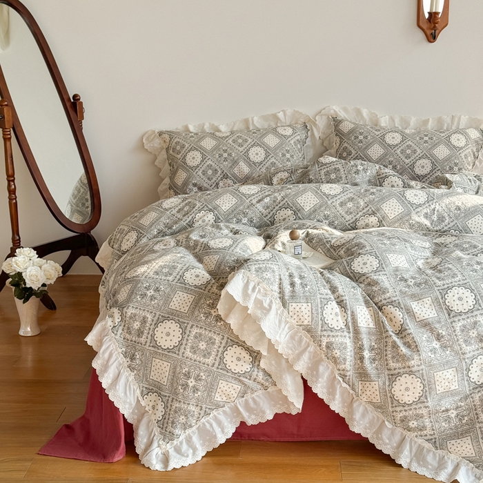 91家纺网 家纺一手货源 找家纺 TT.one 塔塔家居 2025新款全棉双层纱镂空立体花边系列 花边款·南岛日记