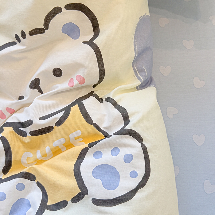 91家纺网 家纺一手货源 找家纺 拾物记 2025新款A类无荧光全喷气全棉12868单被套 爱心熊熊