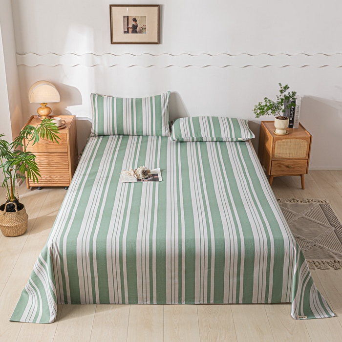 91家纺网 家纺一手货源 找家纺 阿亮家居 2025新款原棉老粗布床单系列 素雅绿