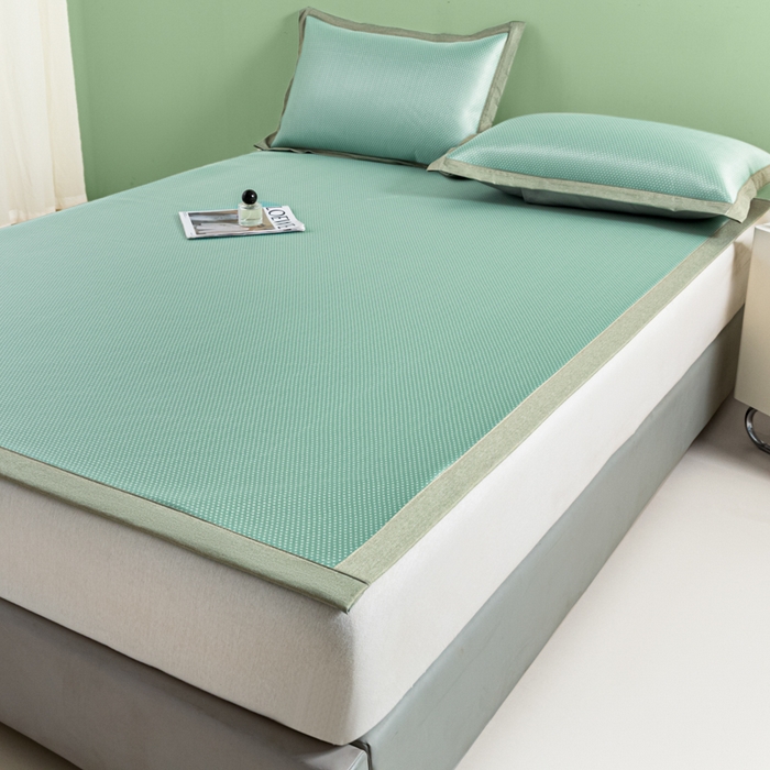 91家纺网 家纺一手货源 找家纺 阿亮家居 2025新款凉席碳光席冰丝席三件套 漫天星-绿色