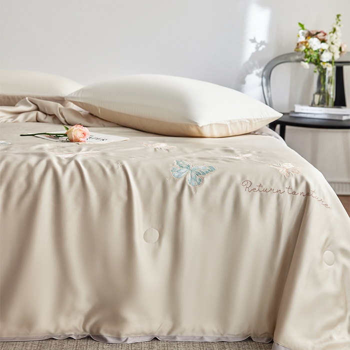 91家纺网 家纺一手货源 找家纺 （总）纪梵茜 2025新款莱赛尔天丝夏被四件套55大豆夏凉被