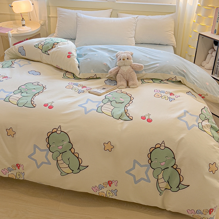 91家纺网 家纺一手货源 找家纺 拾物记 2025新款A类无荧光全喷气全棉12868单被套 恐龙乐园