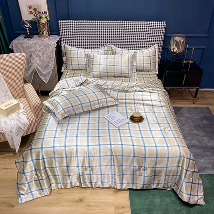 91家纺网 家纺一手货源 找家纺 （总）经年 2025新款条纹丝绸冰丝夏被