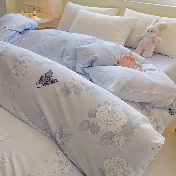 91家纺网 家纺一手货源 找家纺 拾物记 2025新款A类无荧光全喷气全棉12868单被套 蝴蝶飞飞