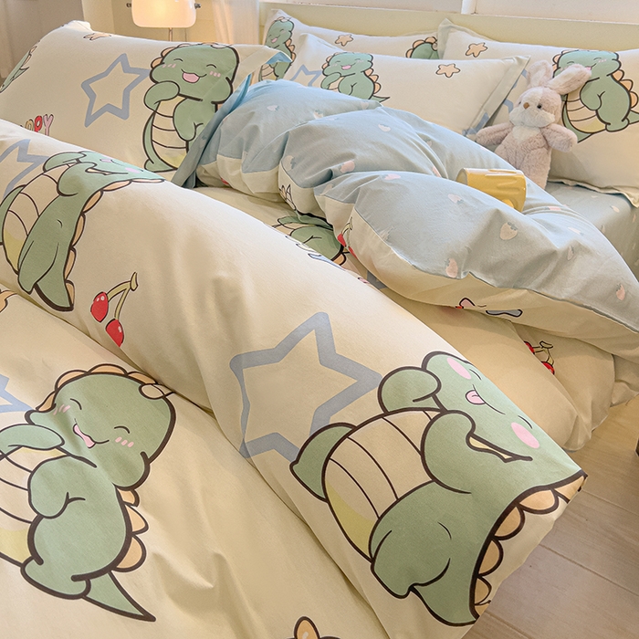 91家纺网 家纺一手货源 找家纺 拾物记 2025新款A类无荧光全喷气全棉12868四件套 恐龙乐园