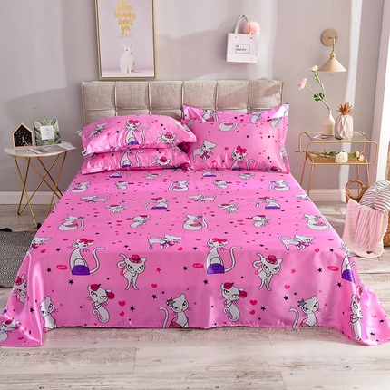 91家纺网 家纺一手货源 找家纺 （总）经年 2025新款印花丝绸冰丝四件套-单床单