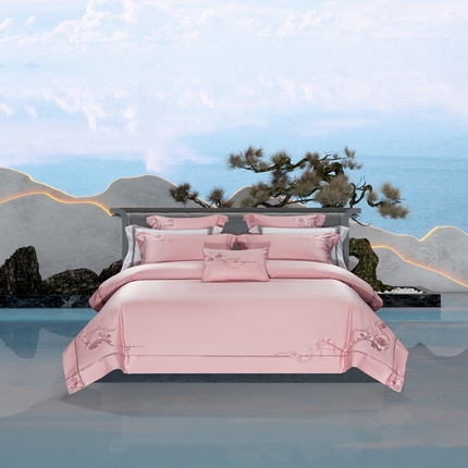 91家纺网 家纺一手货源 找家纺 （总）高大尚婚庆馆 2025新款长绒棉高端绣花四件套-罗曼蒂