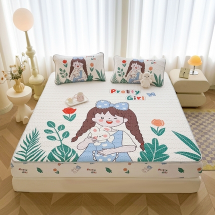 91家纺网 家纺一手货源 找家纺 （总）希廷顿 2025新款大版印花乳胶凉席床笠款三件套