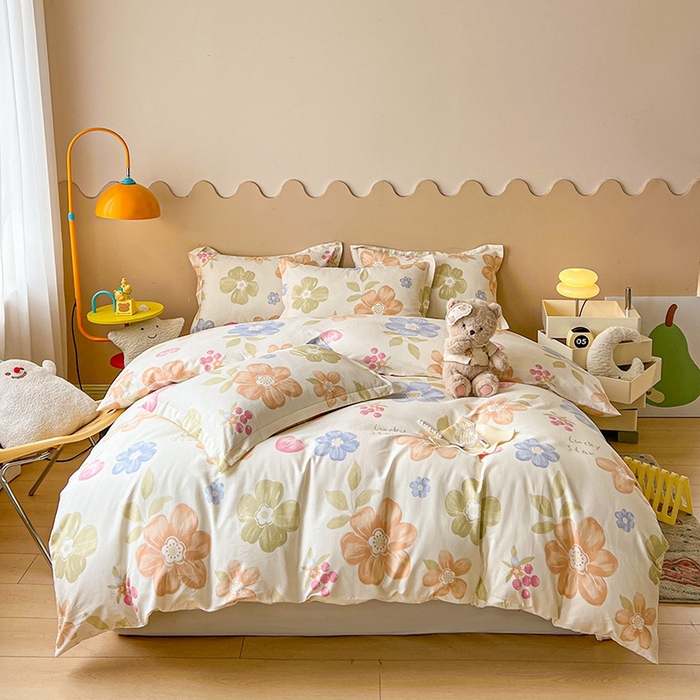 91家纺网 家纺一手货源 找家纺 名优家纺 2025新款A类全棉纯棉韩版印花四件套 漫春