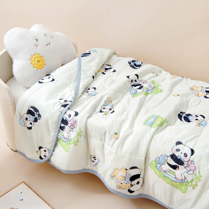 91家纺网 家纺一手货源 找家纺 鱼宝2025新款凉感丝夏被夏凉被空调被 花园熊猫