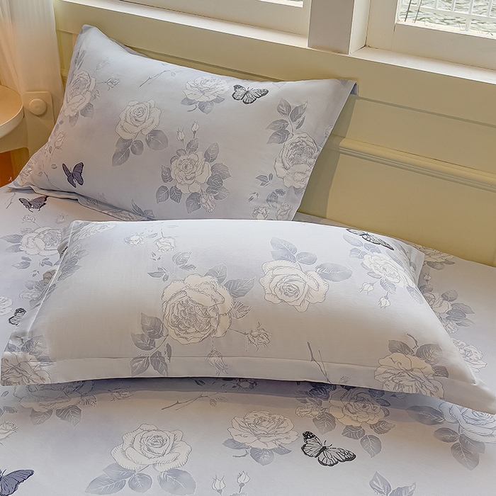 91家纺网 家纺一手货源 找家纺 拾物记 2025新款A类无荧光全喷气全棉12868单枕套 蝴蝶飞飞