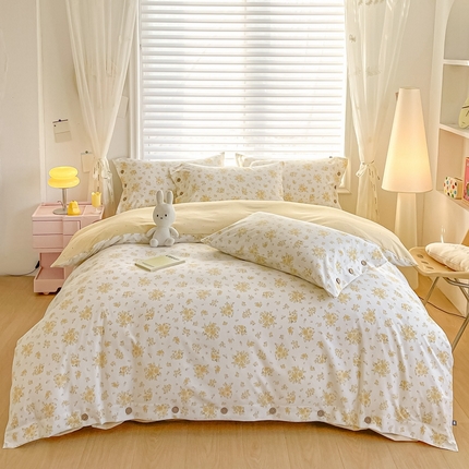 91家纺网 家纺一手货源 找家纺 （总）星窝家纺 2025新款纽扣款水洗棉印花四件套