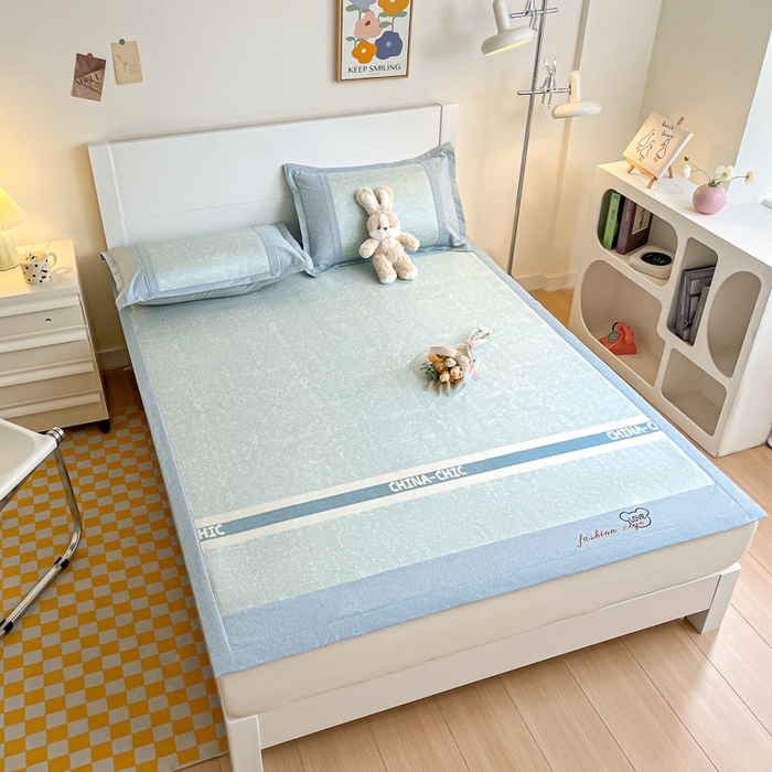 91家纺网 家纺一手货源 找家纺 阿亮家居 2025新款印花冰藤席凉席 瑰丽