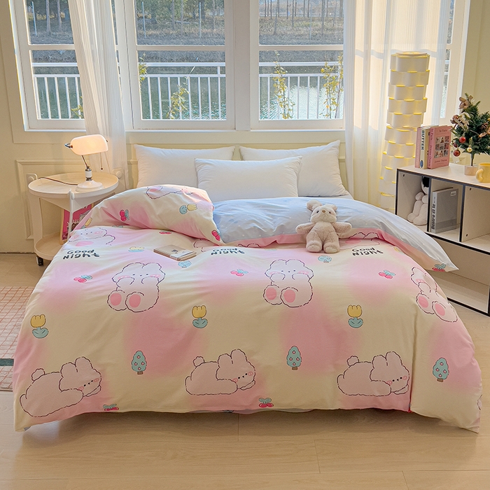 91家纺网 家纺一手货源 找家纺 拾物记 2025新款A类无荧光全喷气全棉12868单被套 可欣兔