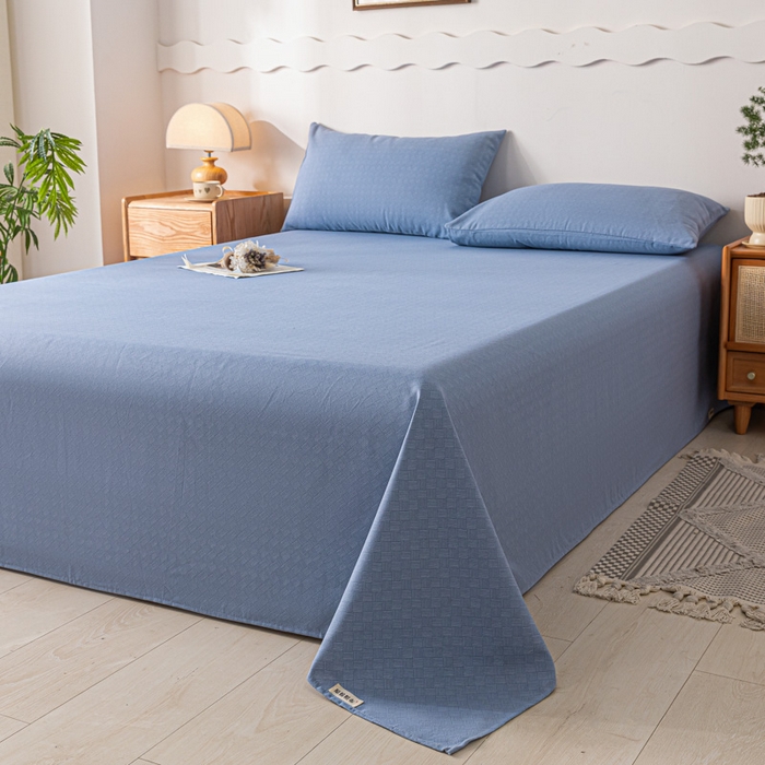 91家纺网 家纺一手货源 找家纺 阿亮家居 2025新款原棉老粗布床单系列 菱形格-蓝