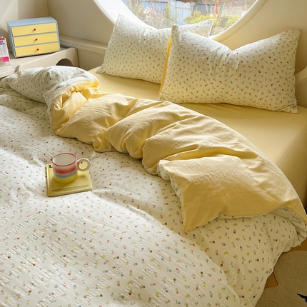 王朝国际 2025新款皱皱棉印花四件套 芝士奶盖