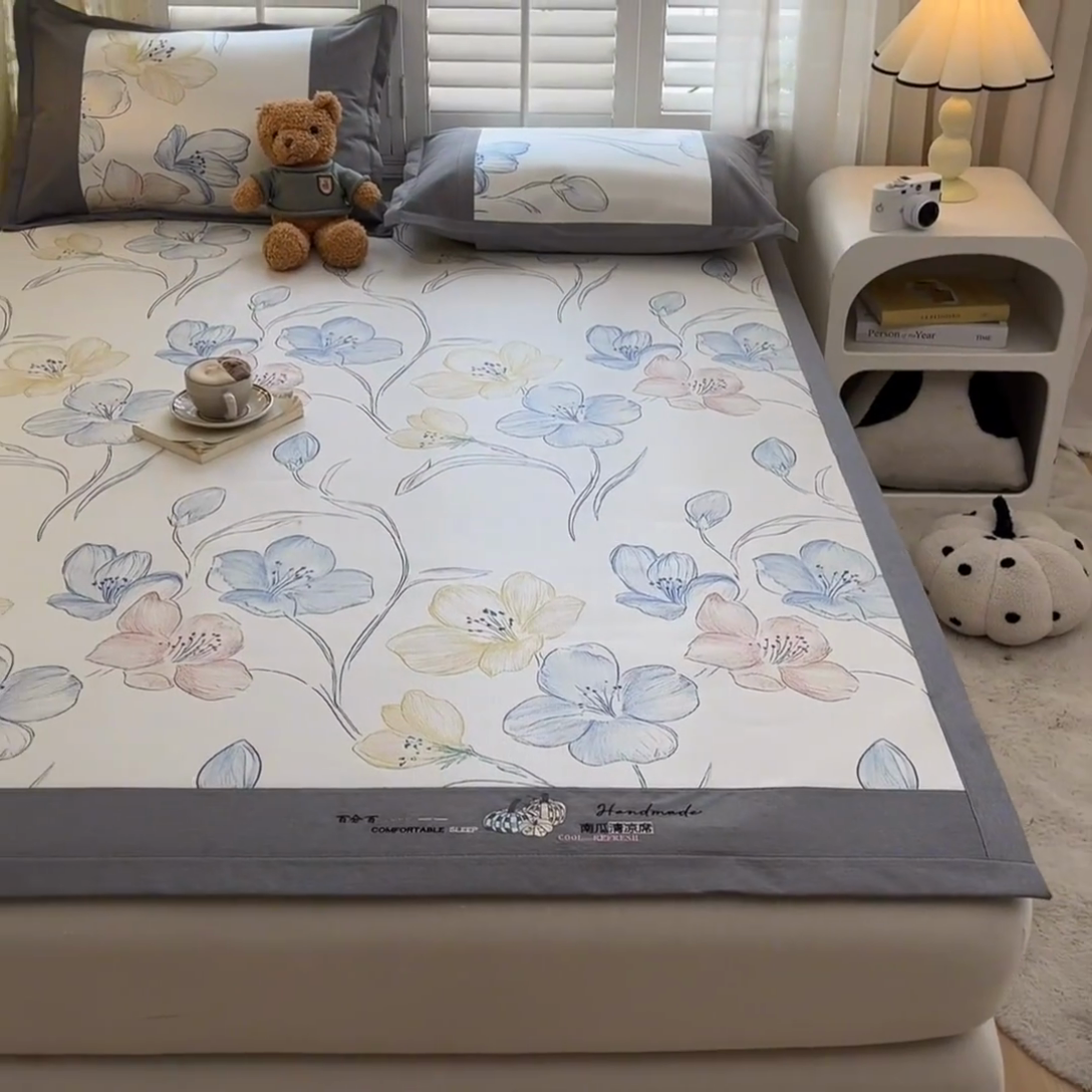 91家纺网 家纺一手货源 找家纺 阿亮家居 2025新款印花冰藤席凉席 百合2