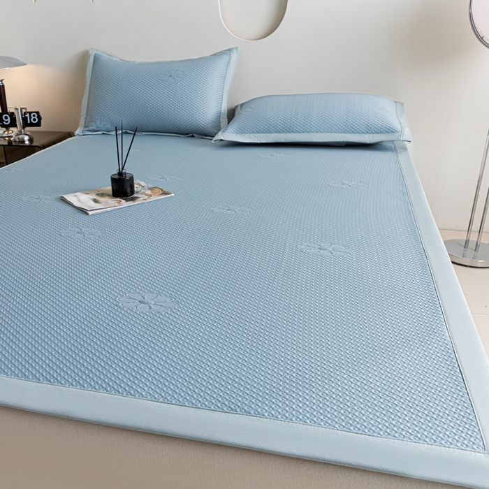 91家纺网 家纺一手货源 找家纺 阿亮家居 2025新款凉席凉豆豆软席床席款 幸运花-海盐蓝