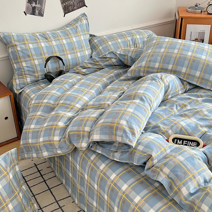 91家纺网 家纺一手货源 找家纺 罗菲尼酒店用品 2025新款磨毛亲肤飞边款四件套 英伦格调