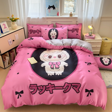 摩卡（乐趣） 2025新款水洗真丝数码印花卡通兔系列四件套 兔小懒