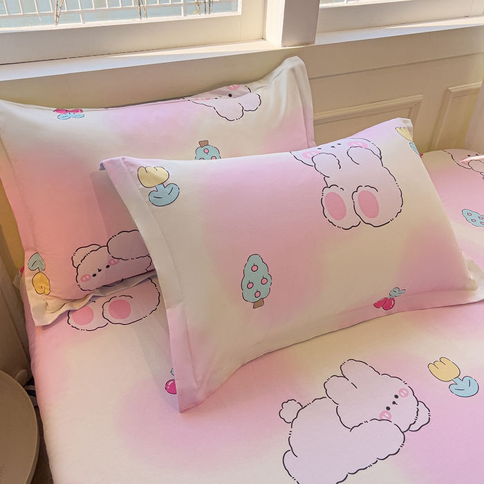 91家纺网 家纺一手货源 找家纺 拾物记 2025新款A类无荧光全喷气全棉12868单枕套 可欣兔